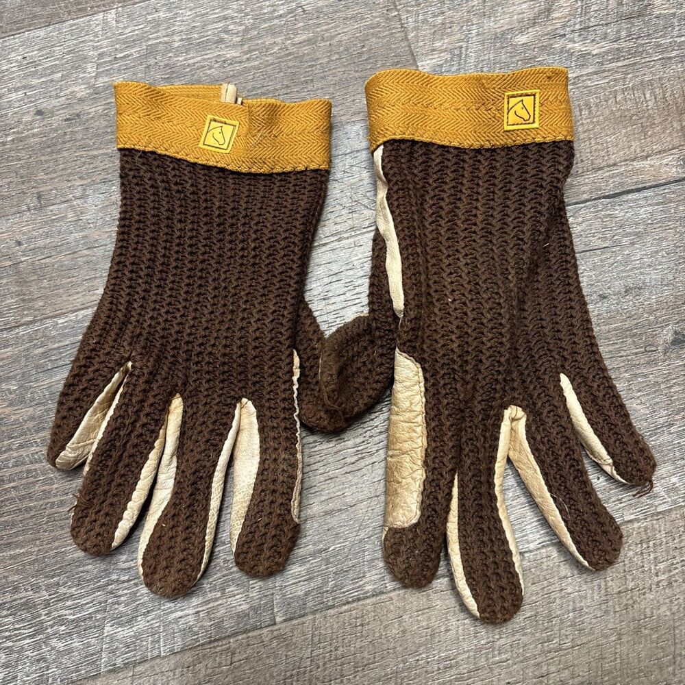 SSG Lycrochet Ultraflex Brown Leather Riding Gloves Style 2500 Size 8